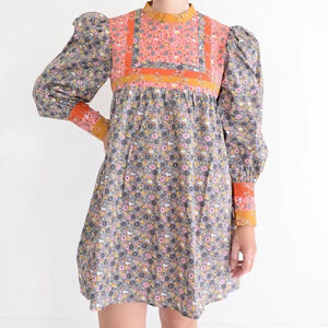 Celia B BuckEye Tree Puff Sleeve Multicolor Floral Mini Dress S